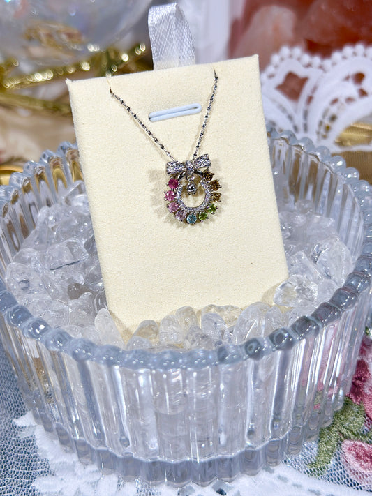 Tourmaline Butterfly Hoop Necklace S925 Silver