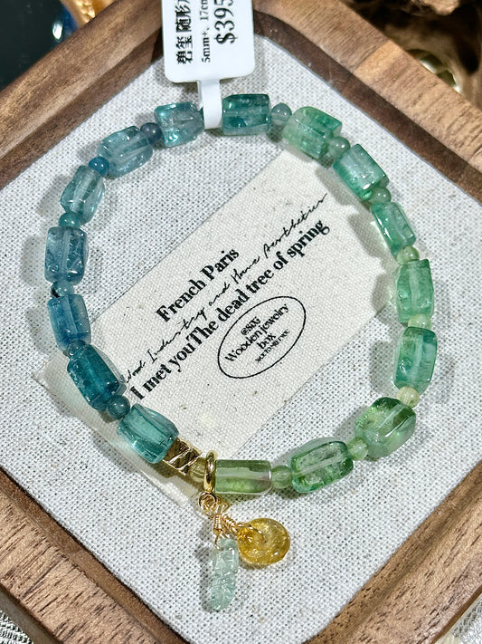 Free-Shaped Sugar Cube Blue Green Tourmaline