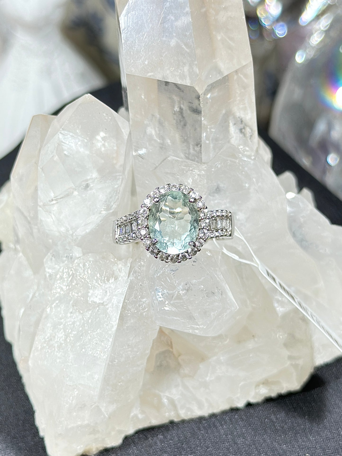 绿水晶S925银戒指