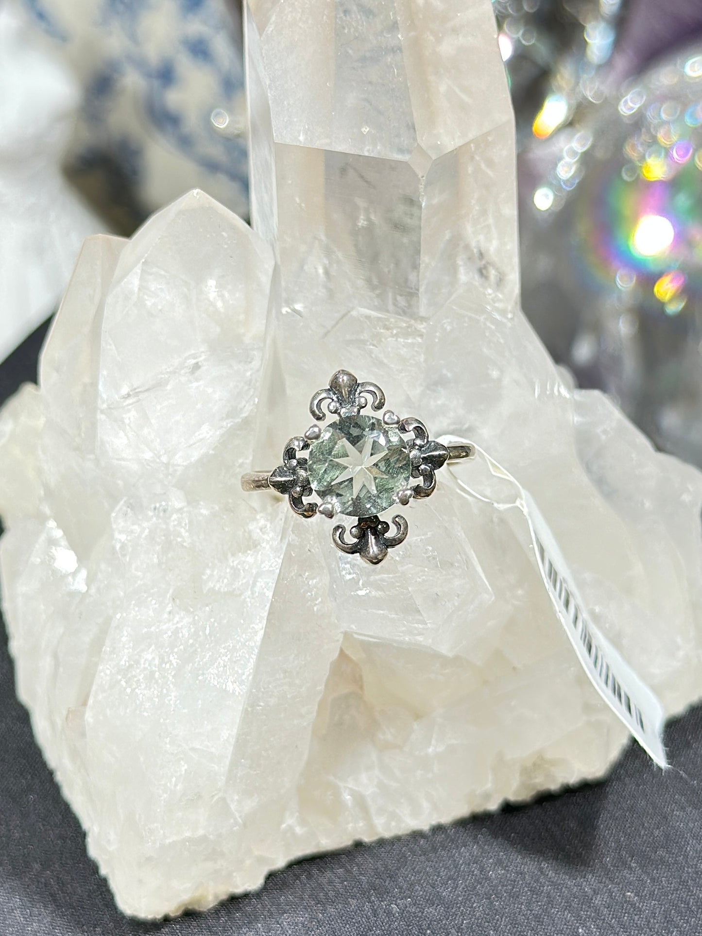 绿水晶S925银戒指