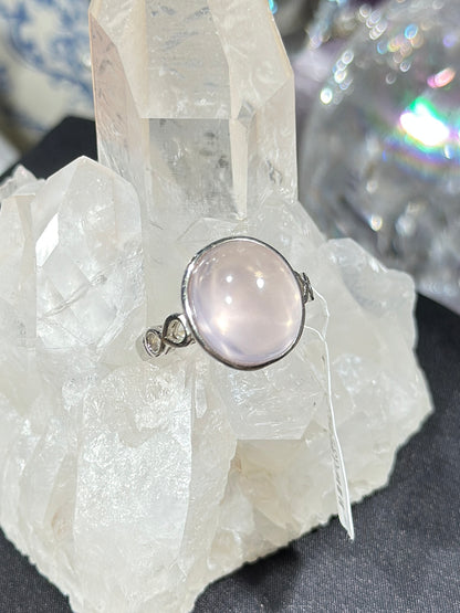 粉水晶S925银戒指