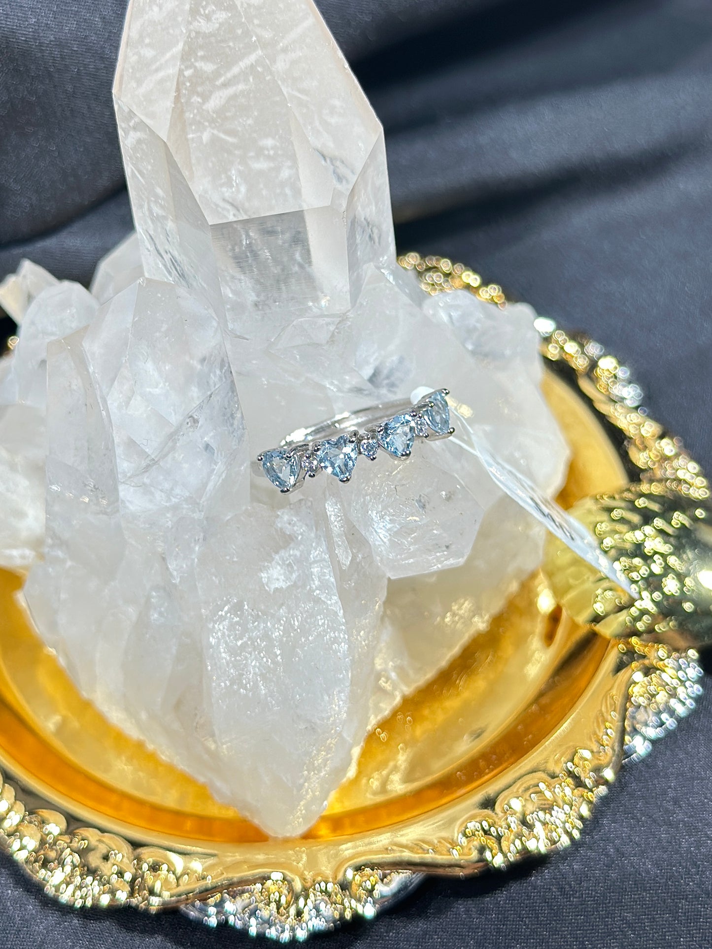 Aquamarine S925 silver ring-3