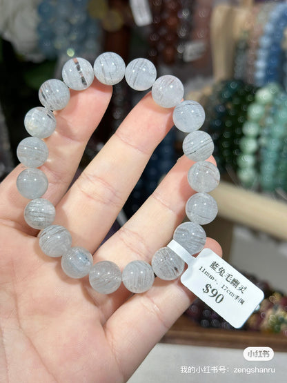 Blue rabbit fur ghost crystal