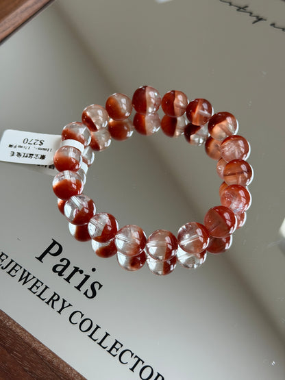 聚宝盆红兔毛水晶