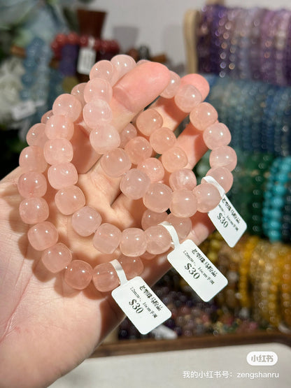 Madagascar rose quartz old-style beads