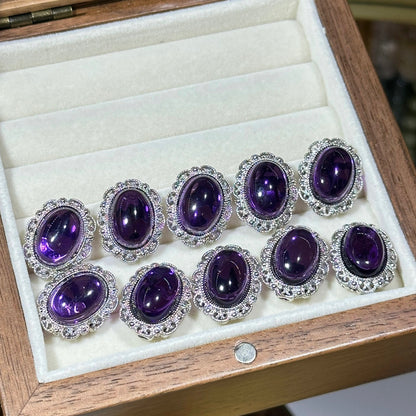 Amethyst Oval Flower Magic Box