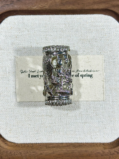 Ancient silver heavy barrel beads