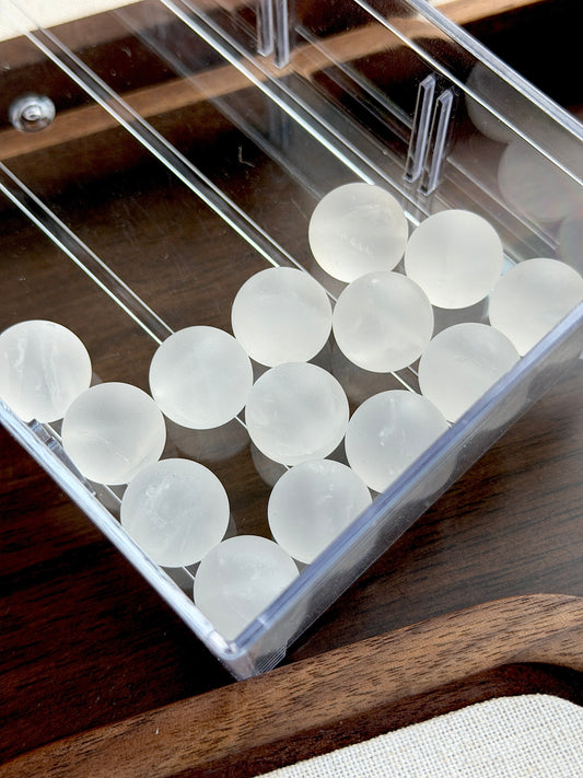 磨砂奶白晶单珠 16mm+