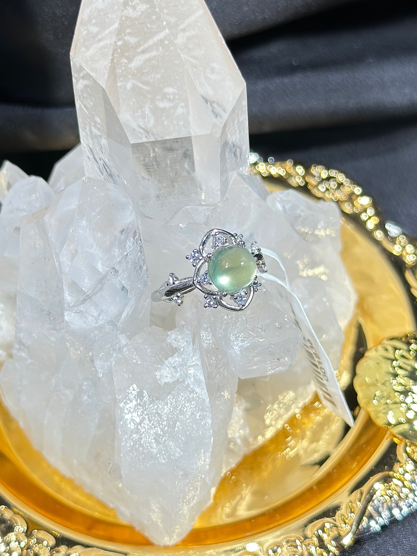 Green Prehnite S925 Silver Ring