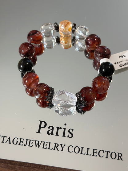 Design | Red Gum Flower, White Crystal, and Gold Obsidian