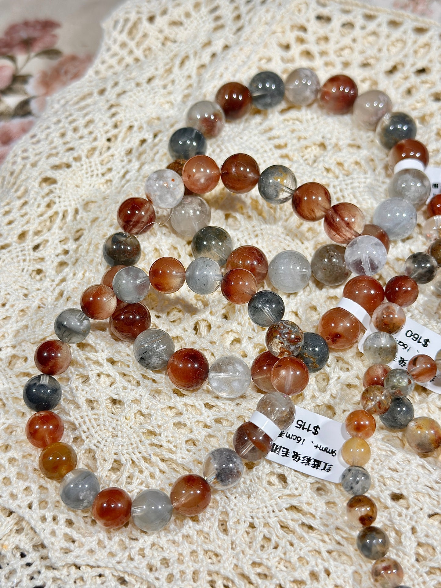 Red and blue rabbit fur ball