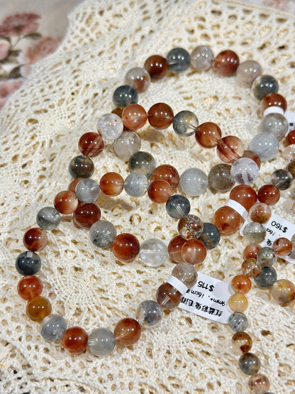 Red and blue rabbit fur ball