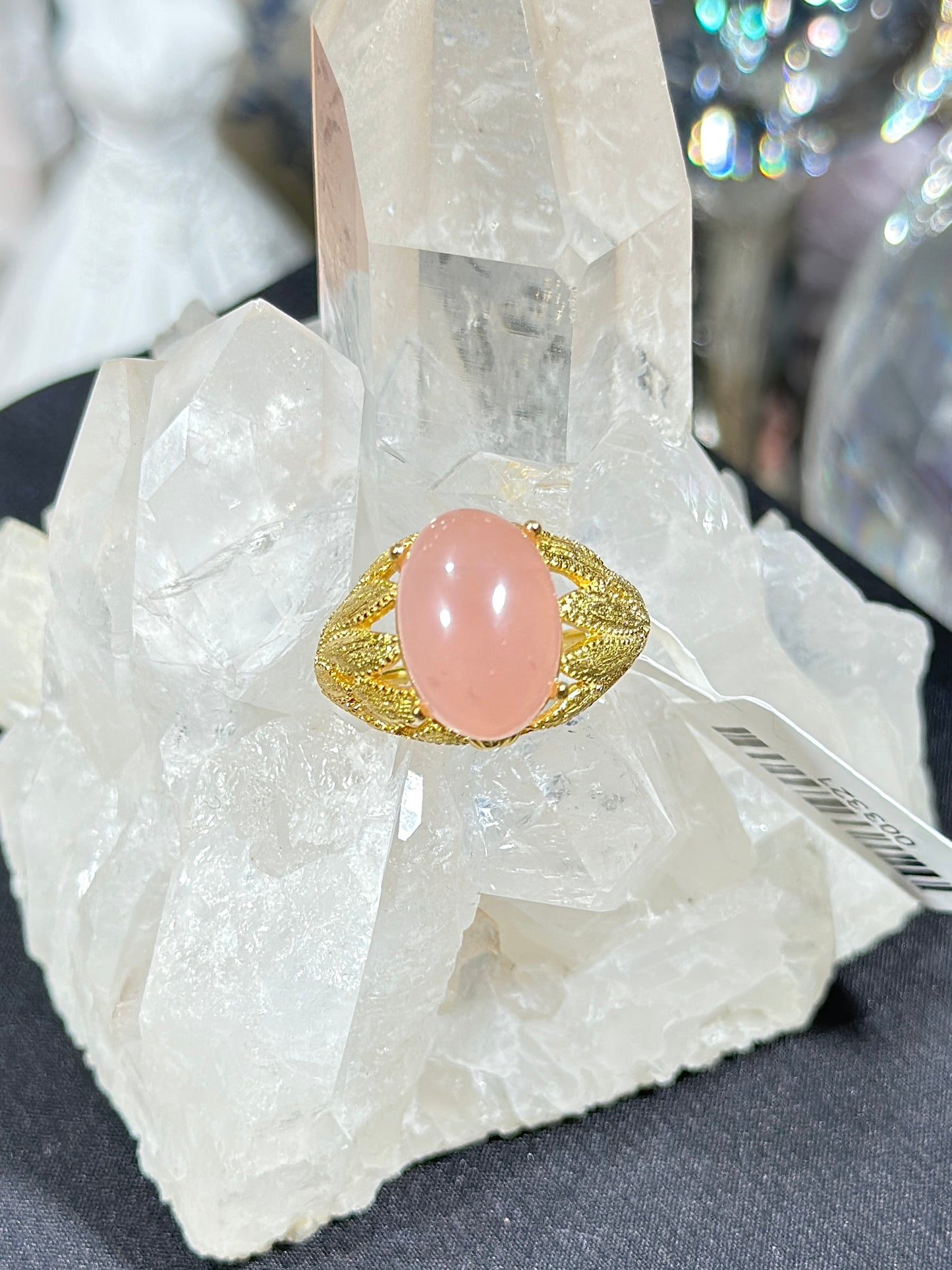 粉水晶S925银戒指