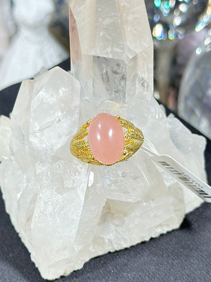 粉水晶S925银戒指