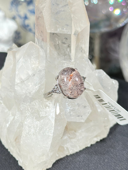 Purple Pink Ghost Crystal S925 Silver Ring