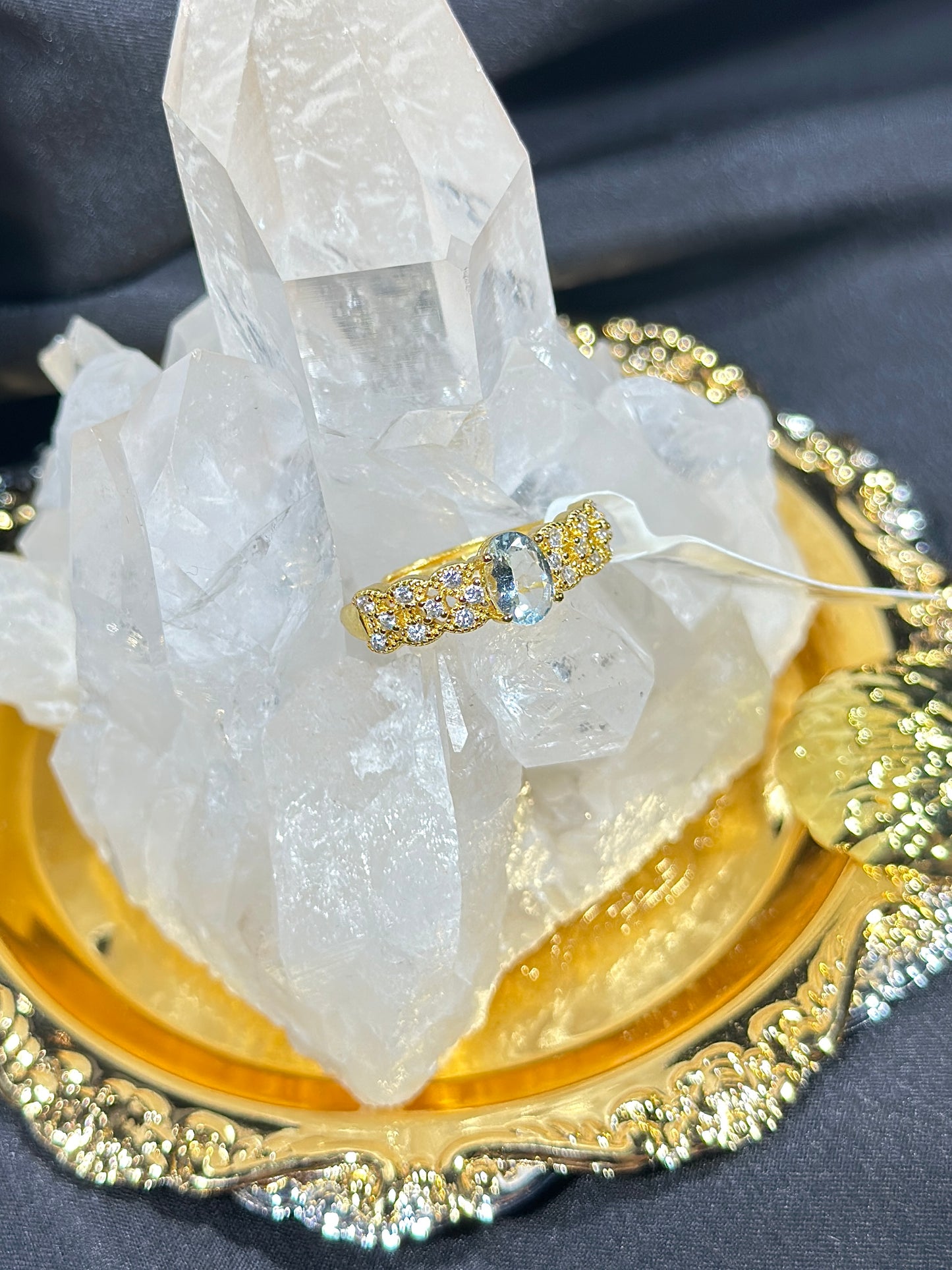 Aquamarine S925 silver ring-2