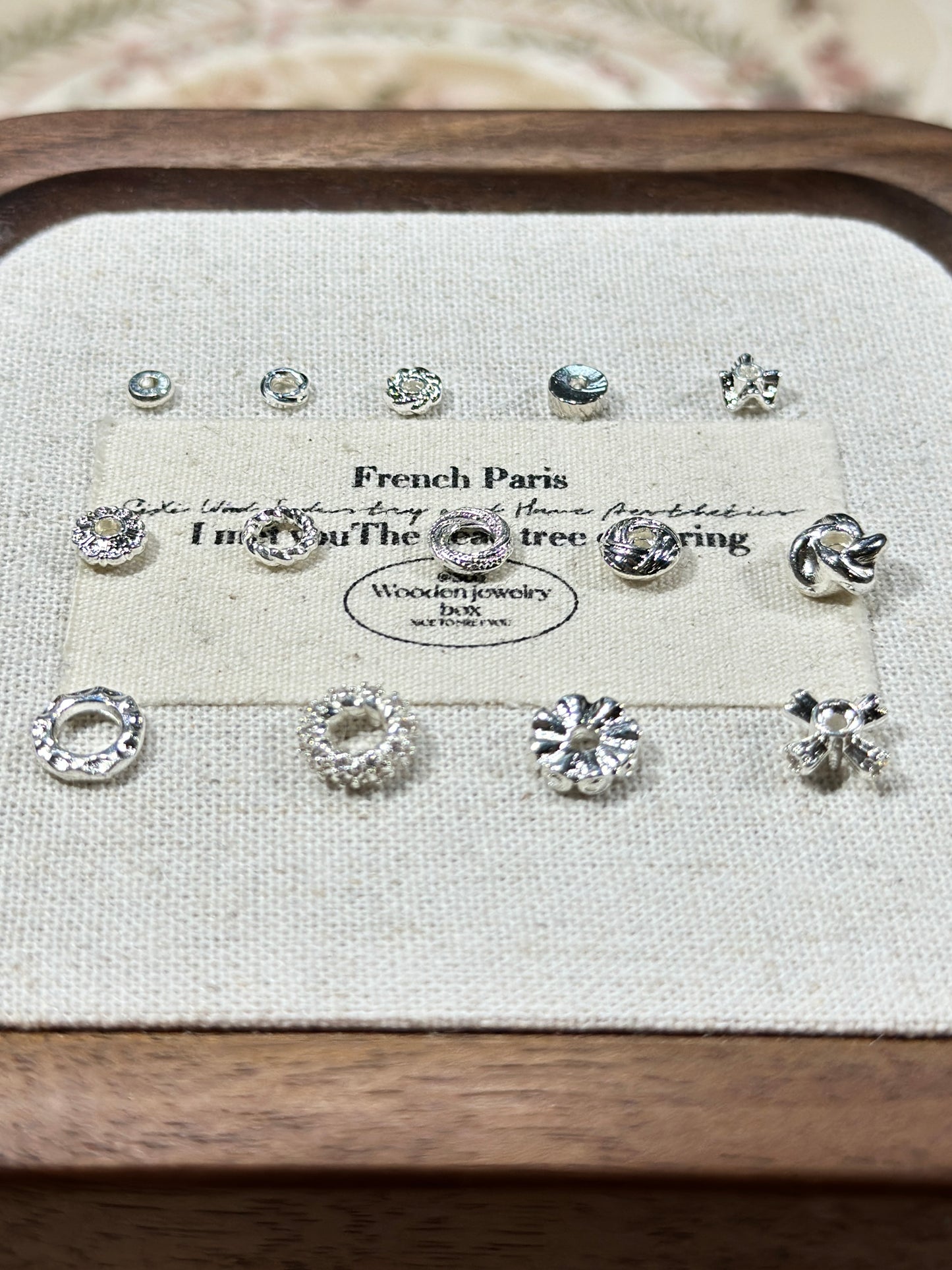 Bright silver spacer accessories