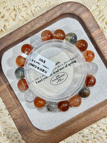 Red and blue rabbit fur ball