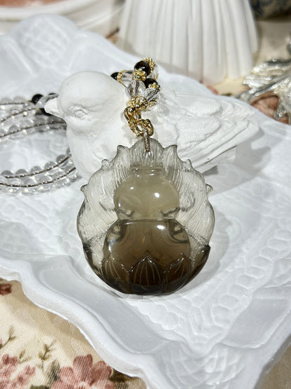 Tea crystal fox necklace