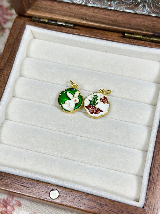 Green and white rabbit double-sided drip