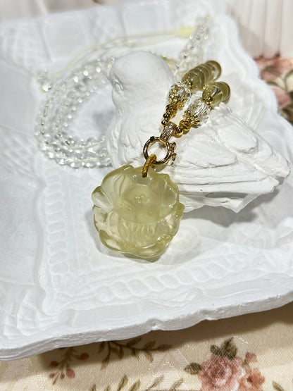Lemon Citrine Carved Fox Necklace Set