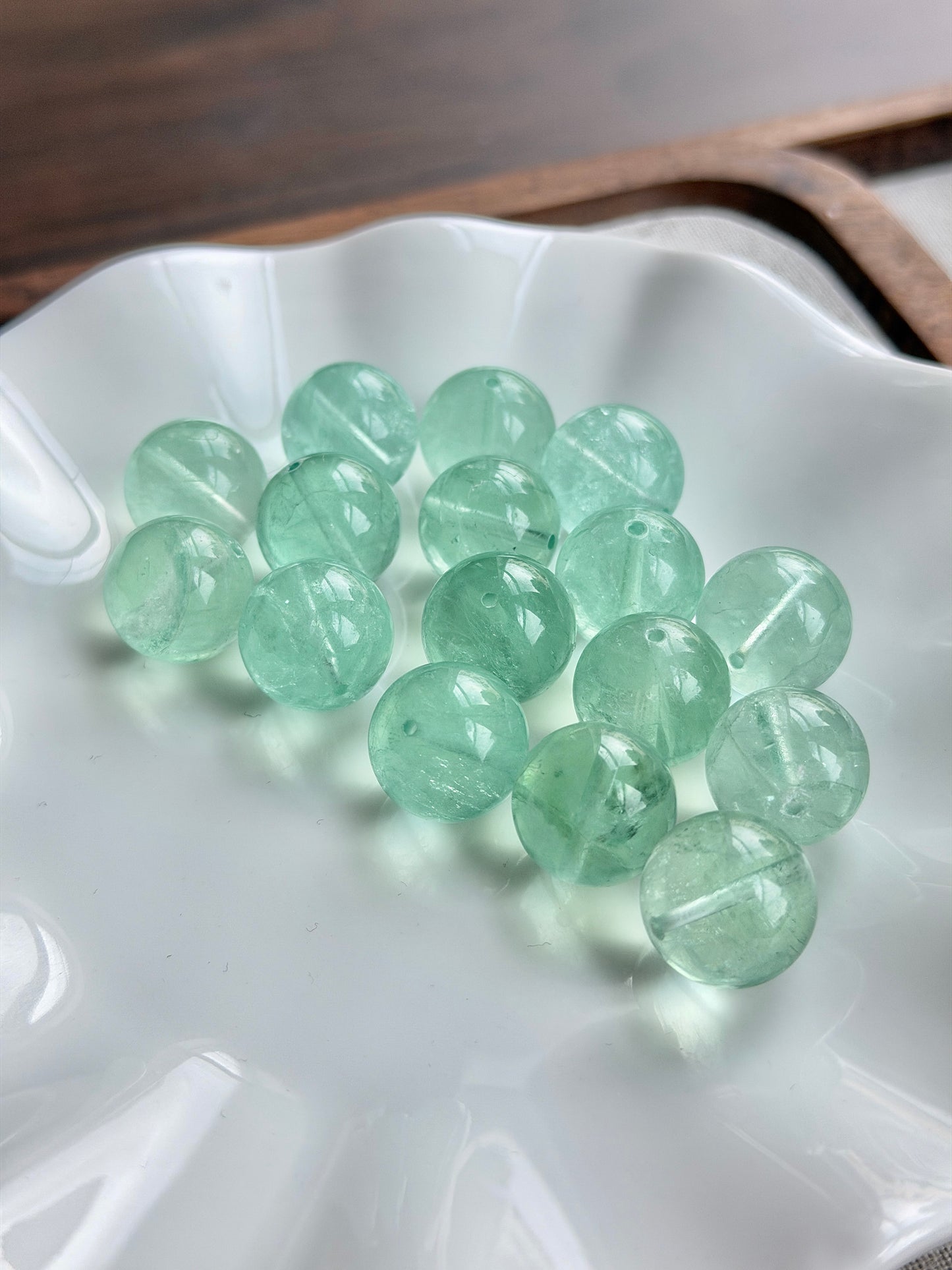 蓝绿色萤石单珠 14mm+