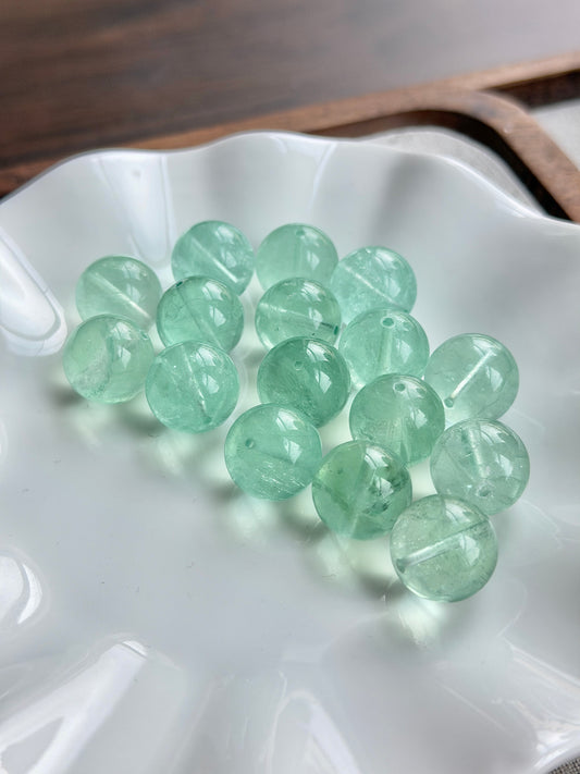 蓝绿色萤石单珠 14mm+