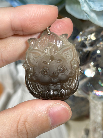 Tea crystal fox necklace