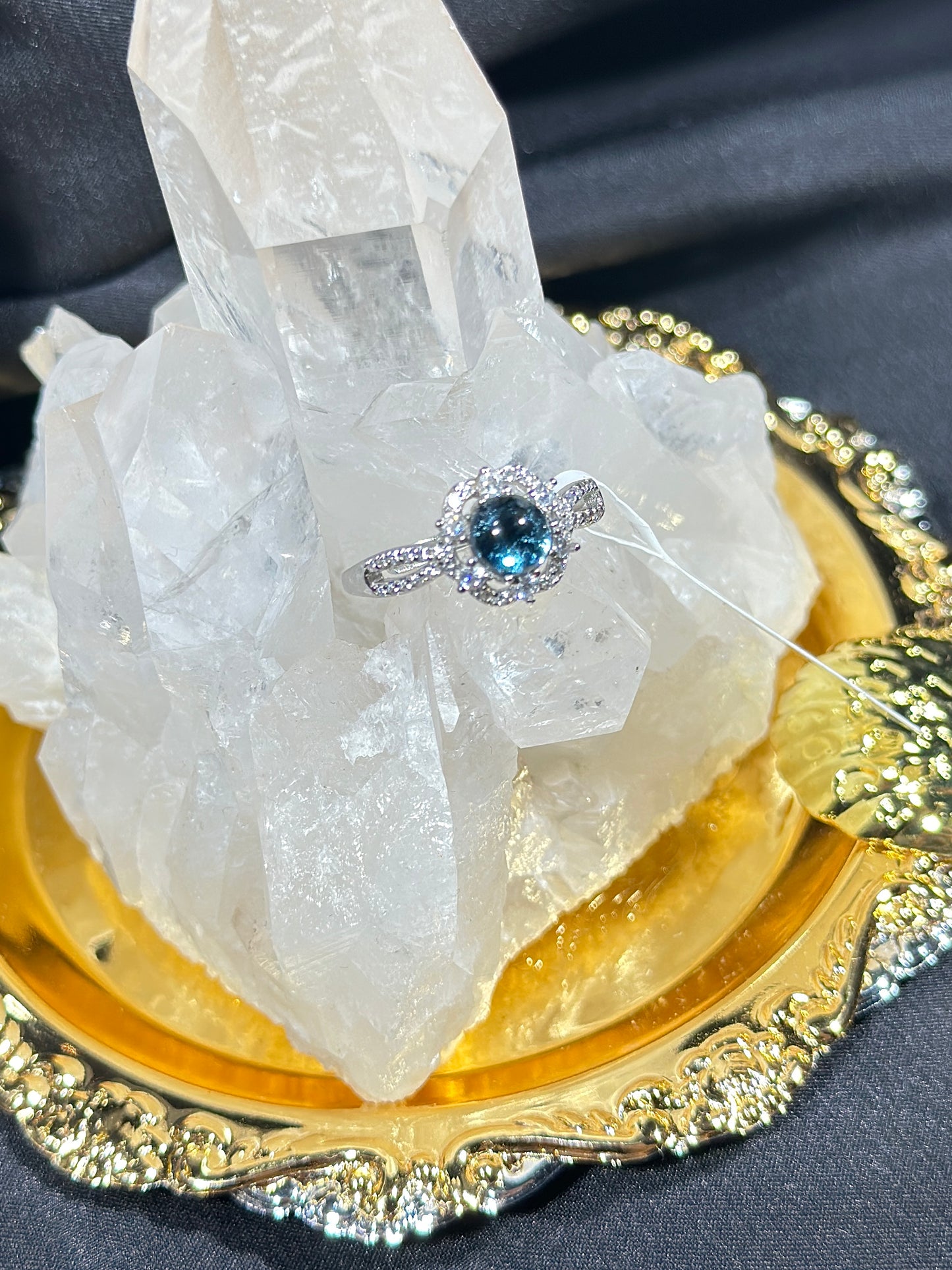 Aquamarine S925 silver ring-3