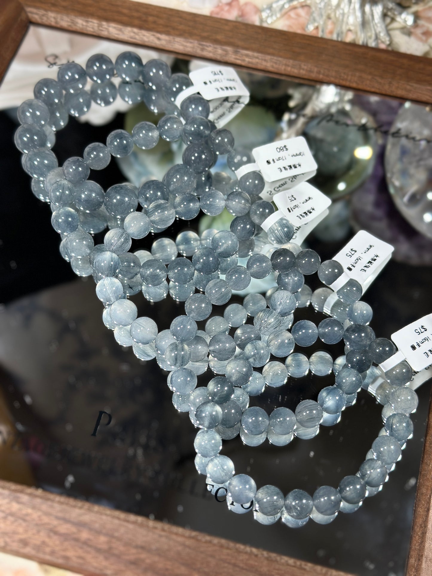 Ink blue rabbit fur crystal