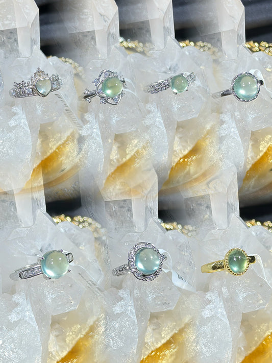 Green Prehnite S925 Silver Ring