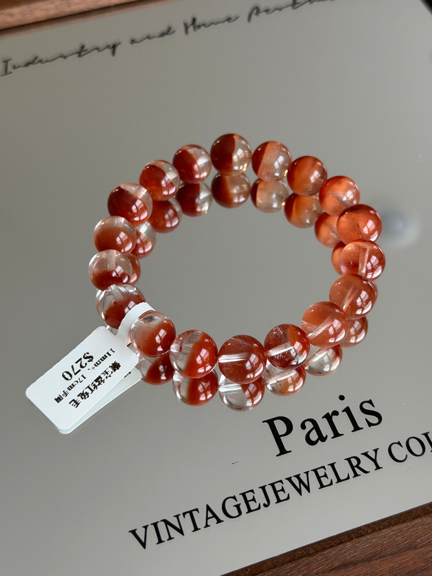 聚宝盆红兔毛水晶