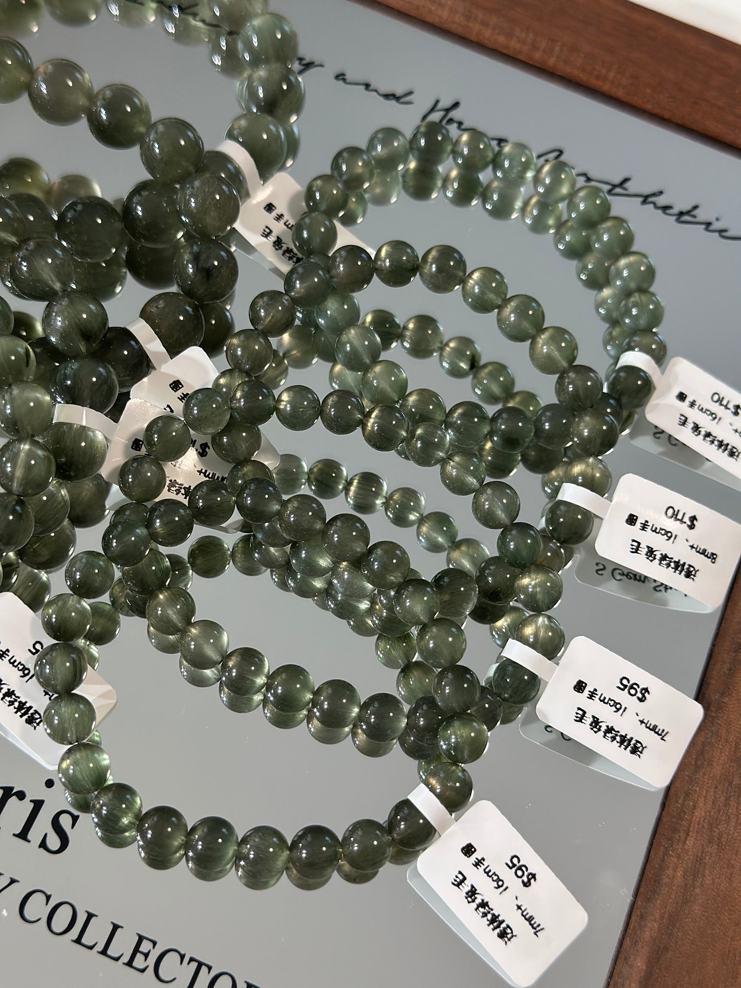 Transparent green rabbit hair crystal