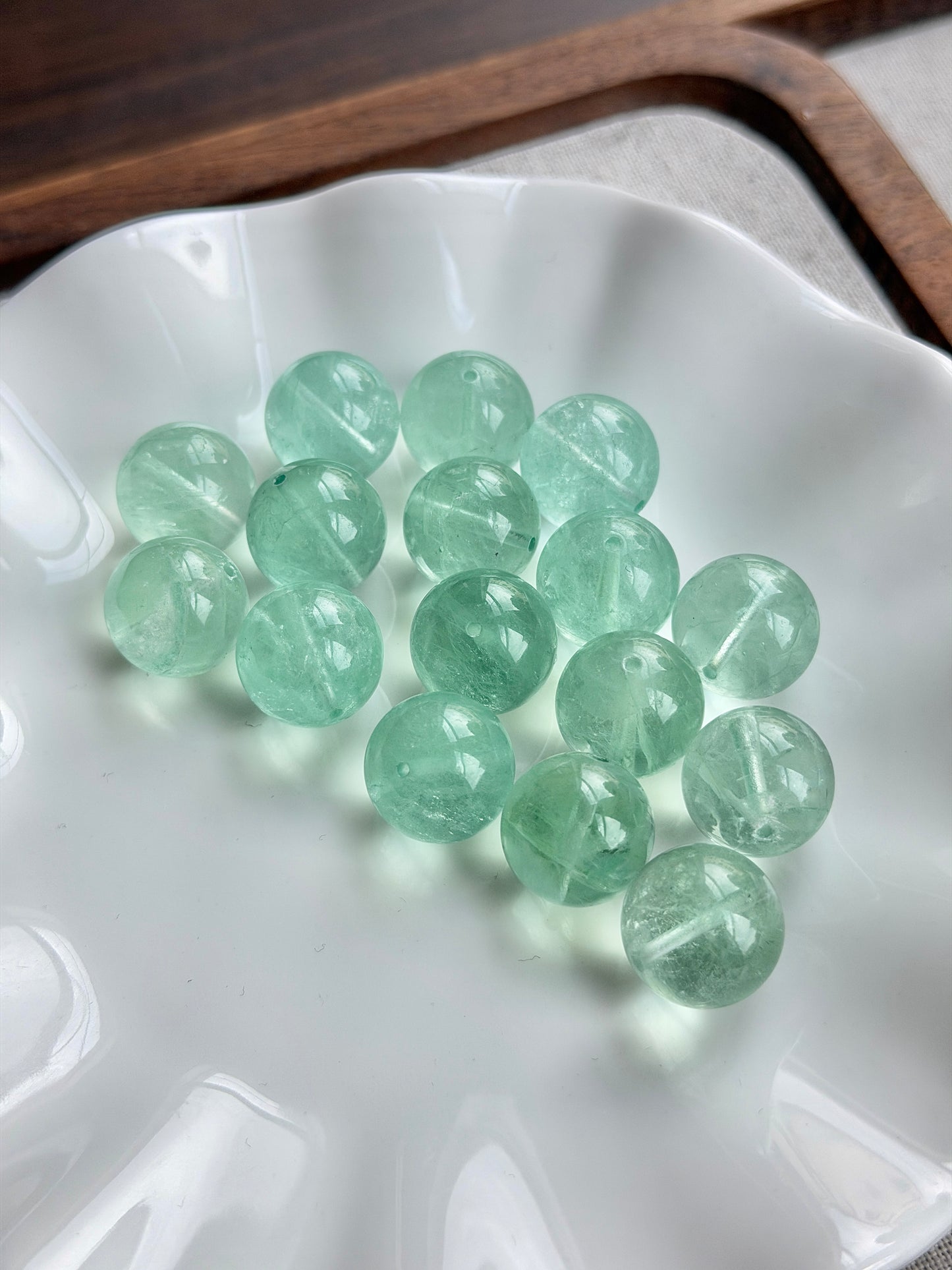 蓝绿色萤石单珠 14mm+