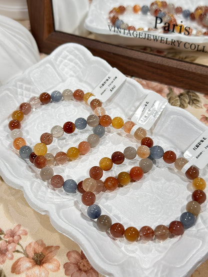 Red and blue rabbit hair crystal