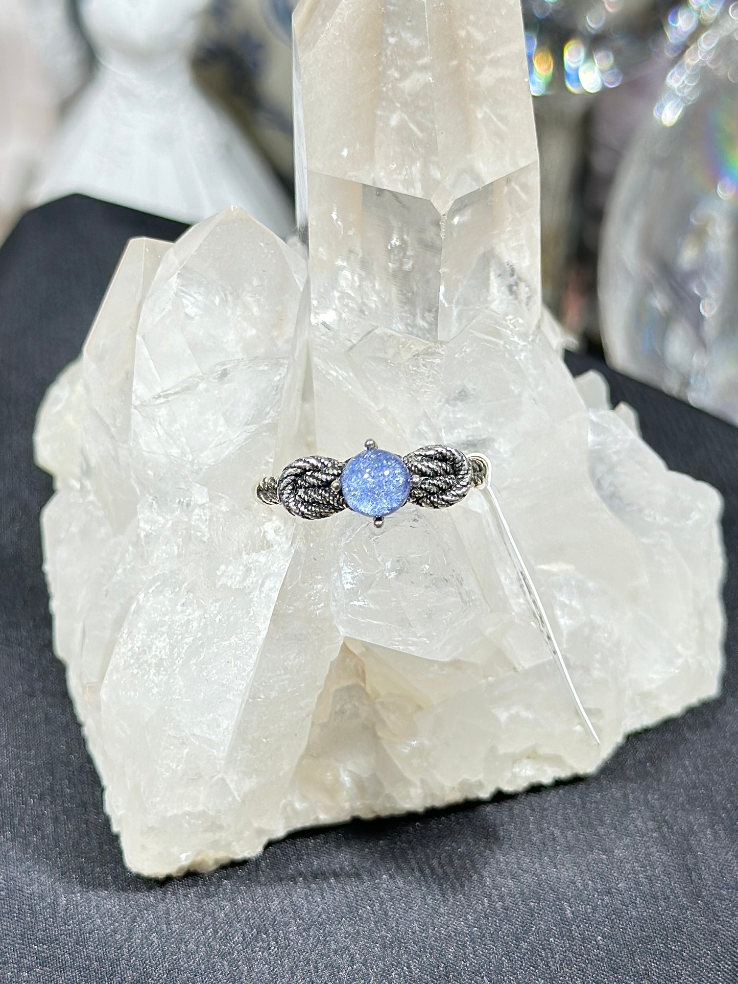 蓝线石S925银戒指