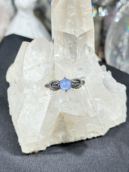 蓝线石S925银戒指