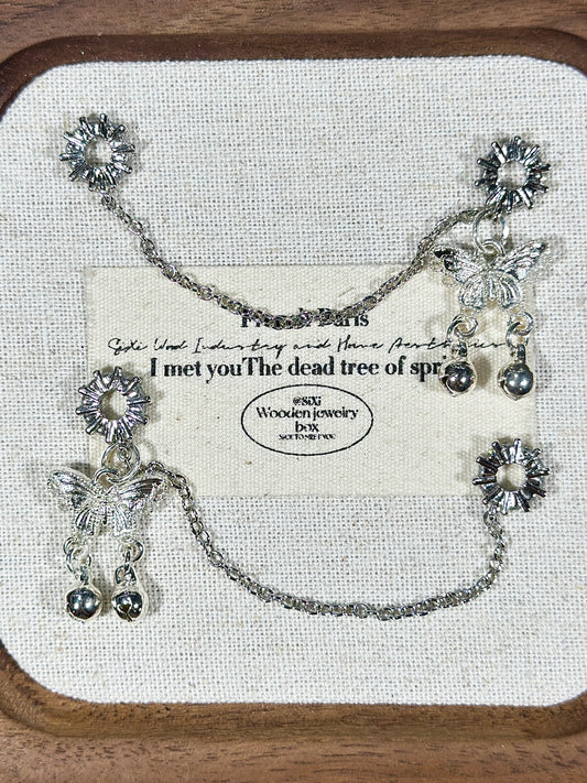 Antique Silver Butterfly Tassel Safety Chain