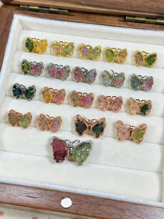 Tourmaline Butterfly Spacer Beads