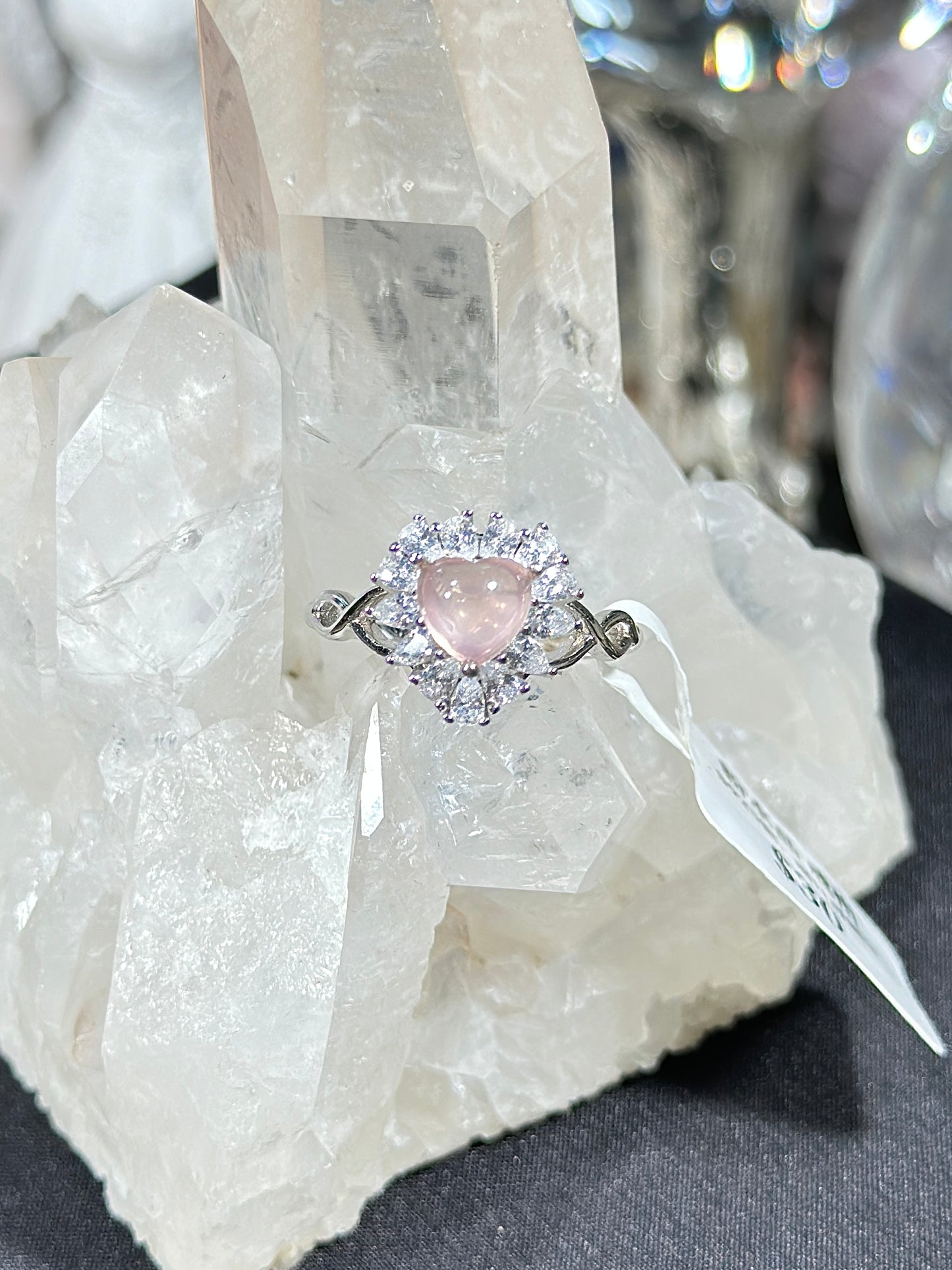 粉水晶S925银戒指