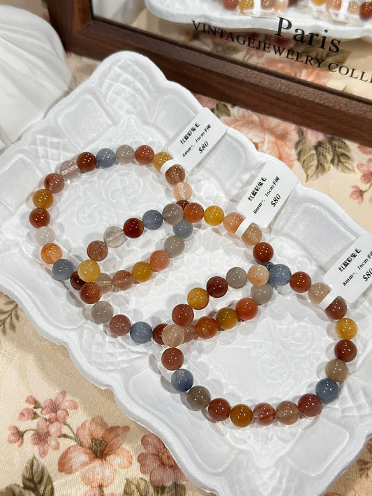 Red and blue rabbit hair crystal