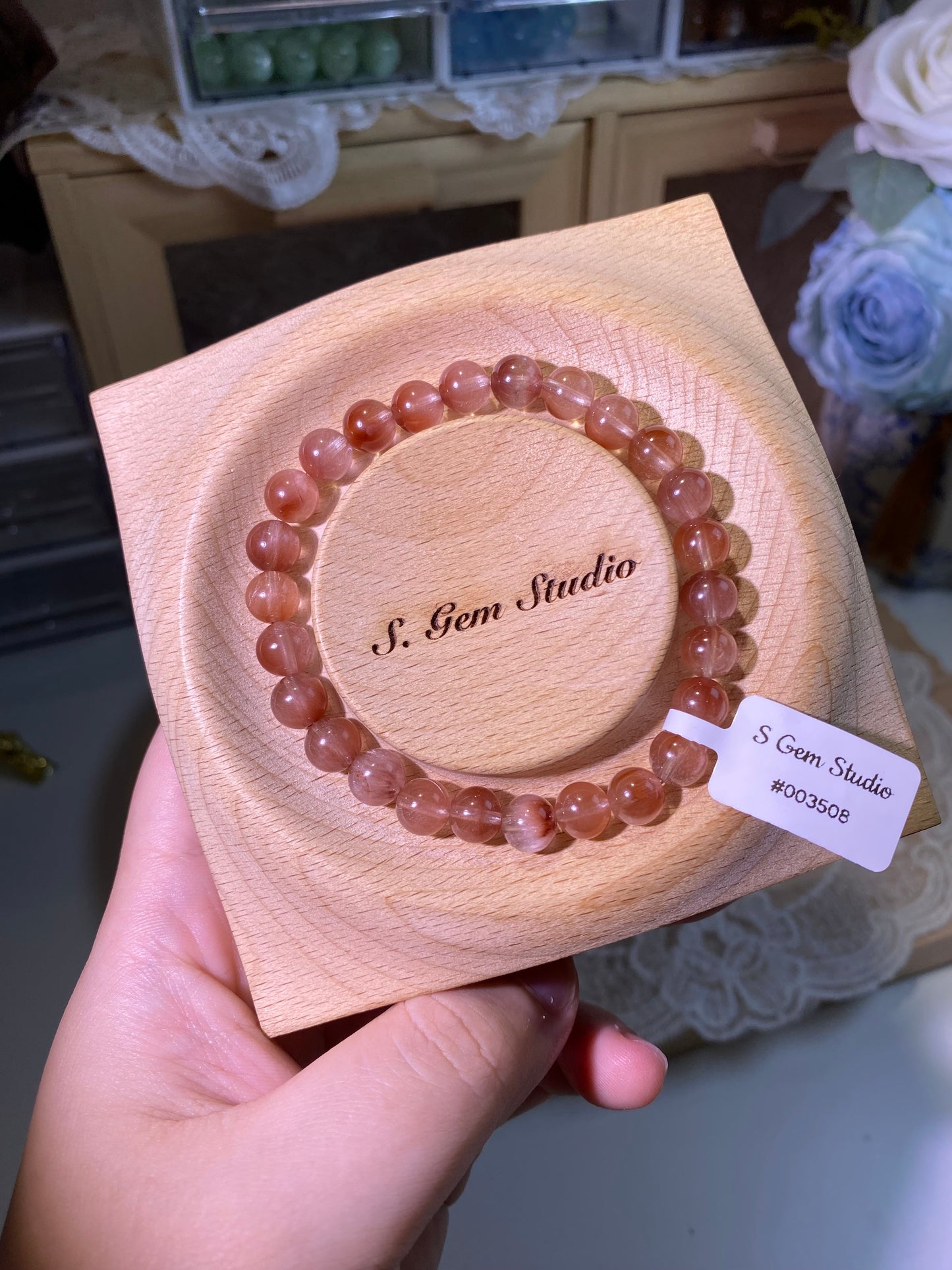 Bean paste pink rabbit hair crystal