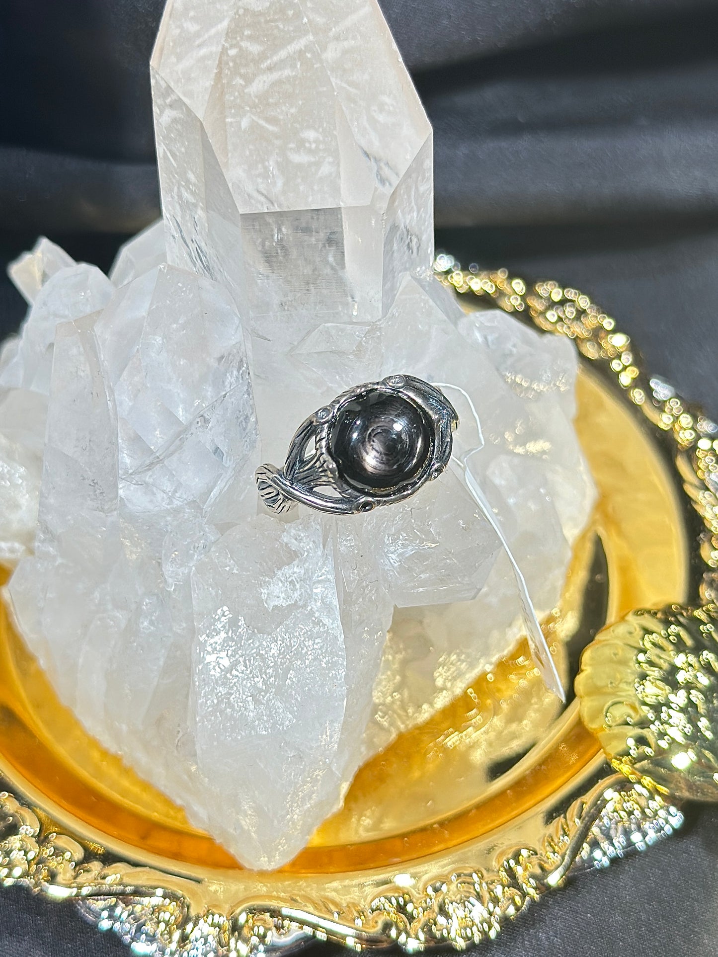 Gold Luck Stone S925 Silver Ring-1