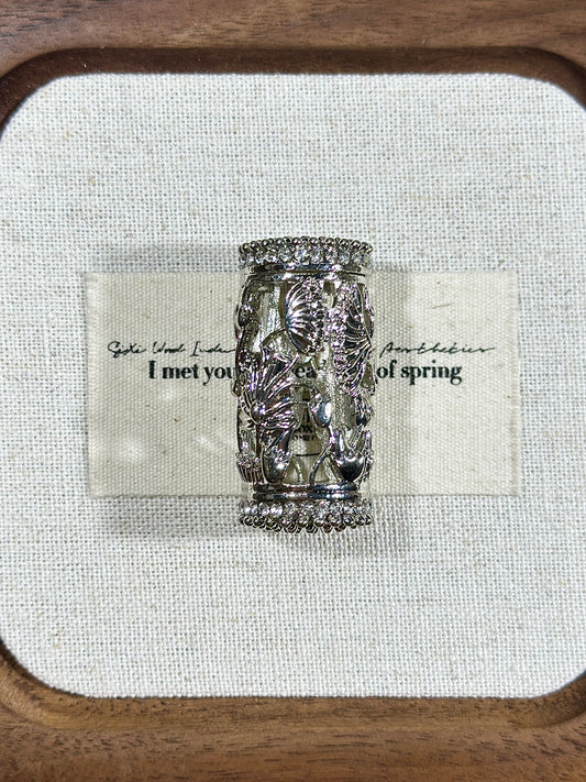 Ancient silver heavy barrel beads