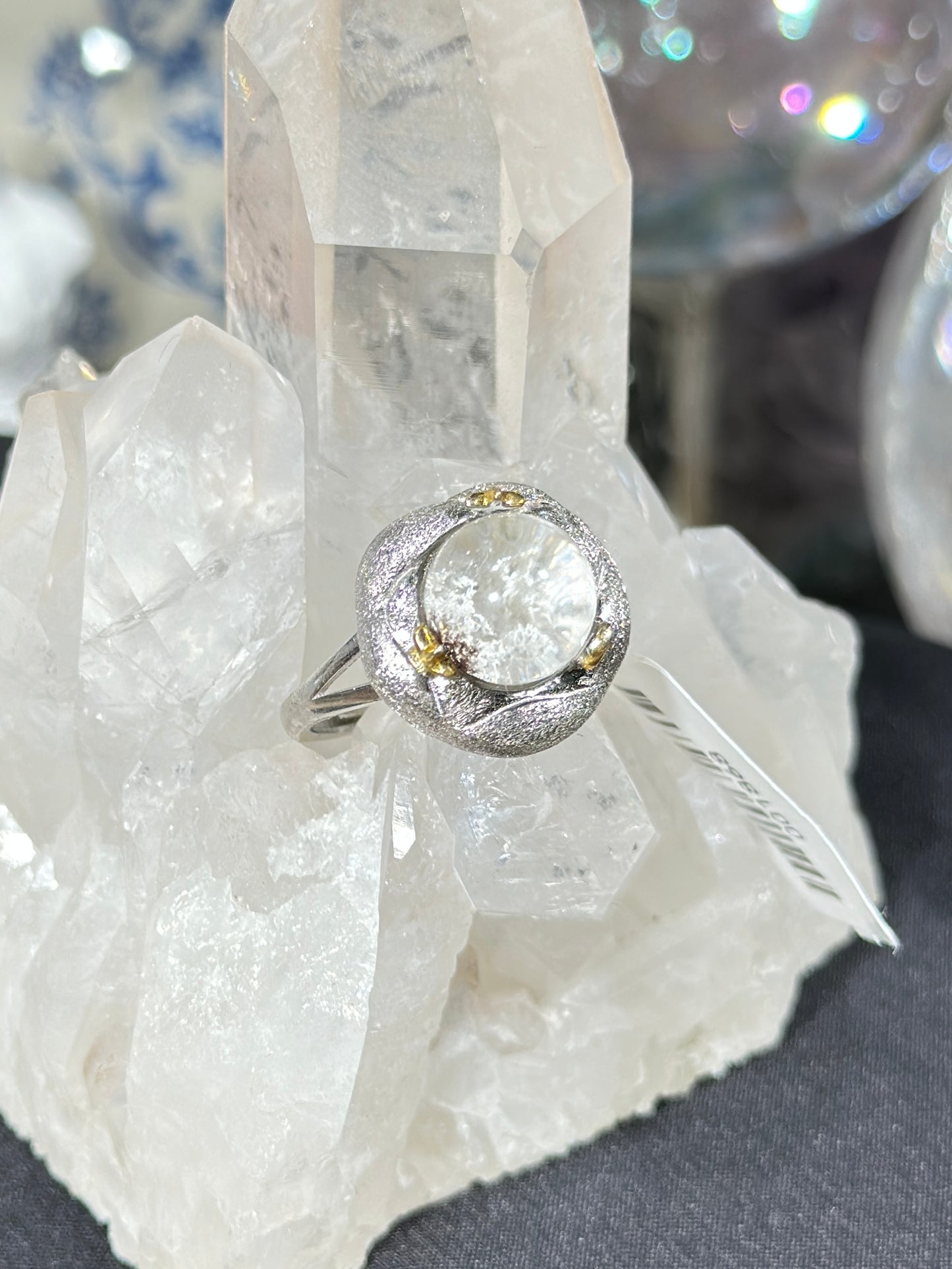 White Ghost Crystal S925 Silver Ring