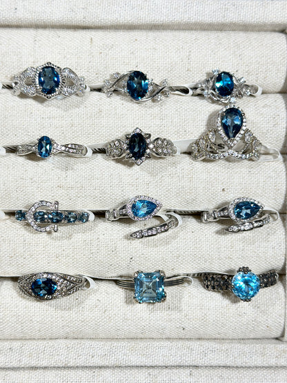 蓝托帕石戒指 S925银