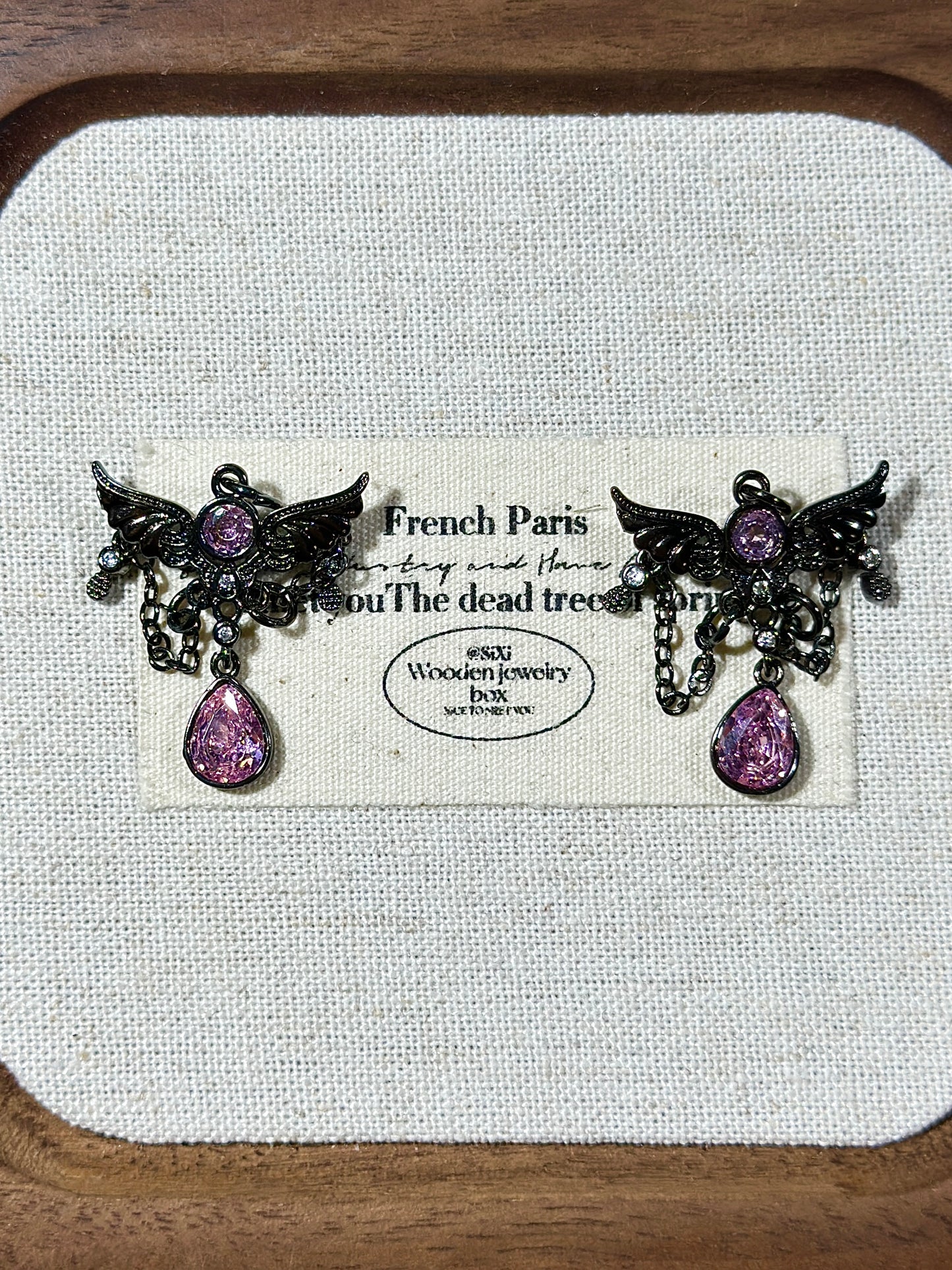 Gun black pink zircon wings