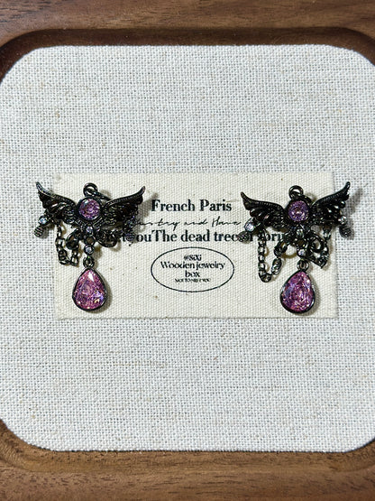 Gun black pink zircon wings