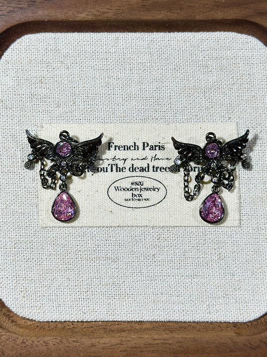 Gun black pink zircon wings