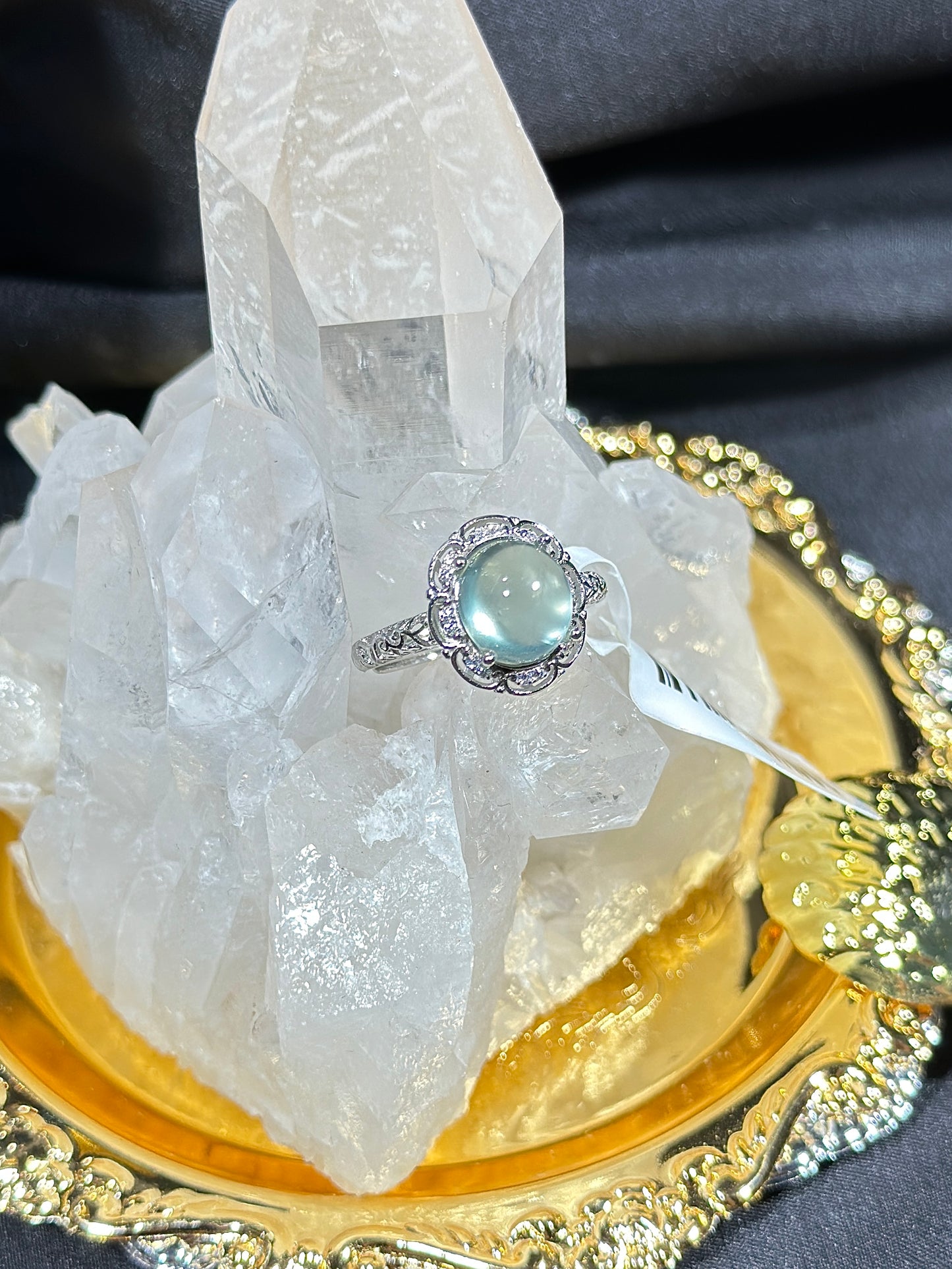 Green Prehnite S925 Silver Ring